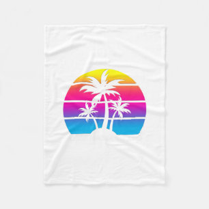 Anna Maria Island Florida Retro Palm Tree Vacation Fleece Blanket