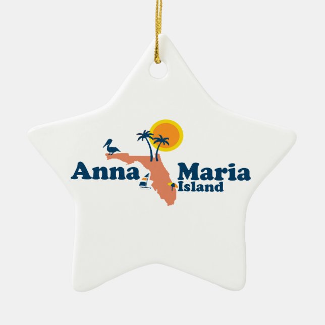 Anna Maria Island - Map Design. Ceramic Tree Decoration (Front)