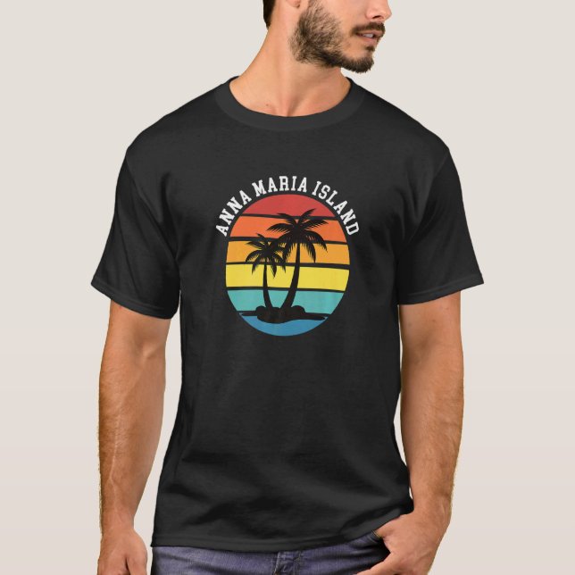 Anna Maria Island Palm Trees Silhouette Sunset Flo T-Shirt (Front)