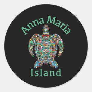 Anna Maria Island Tribal Turtle Classic Round Sticker