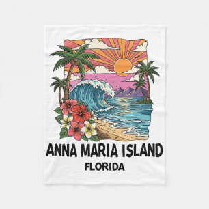 Anna Maria Island Tropical Beach Souvenir Vacation Fleece Blanket