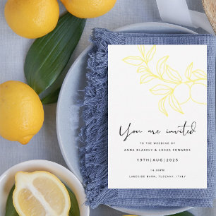 ANNA Modern Italian Lemon Stripes Invitation Card