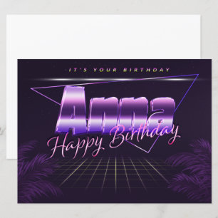 Anna Name First name lila retro card Birthday