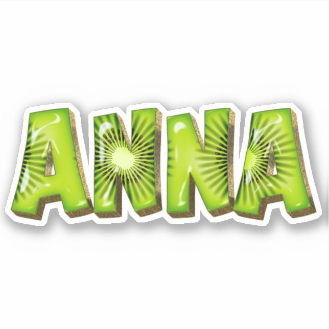 Anna Name Kiwi Design Sticker (Front)