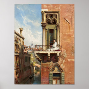Anna Passini on the Balcony by Ludwig Passini Poster