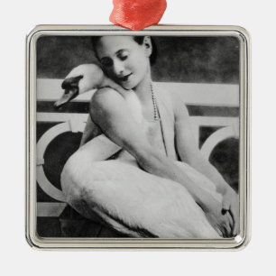 Anna Pavlova with her pet swan Jack, c.1905 Metal Tree Decoration