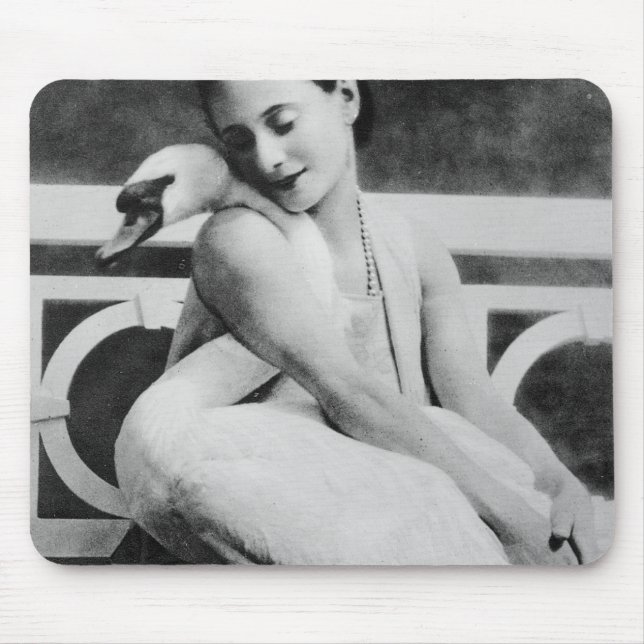 Anna Pavlova with her pet swan Jack, c.1905 Mouse Mat (Front)