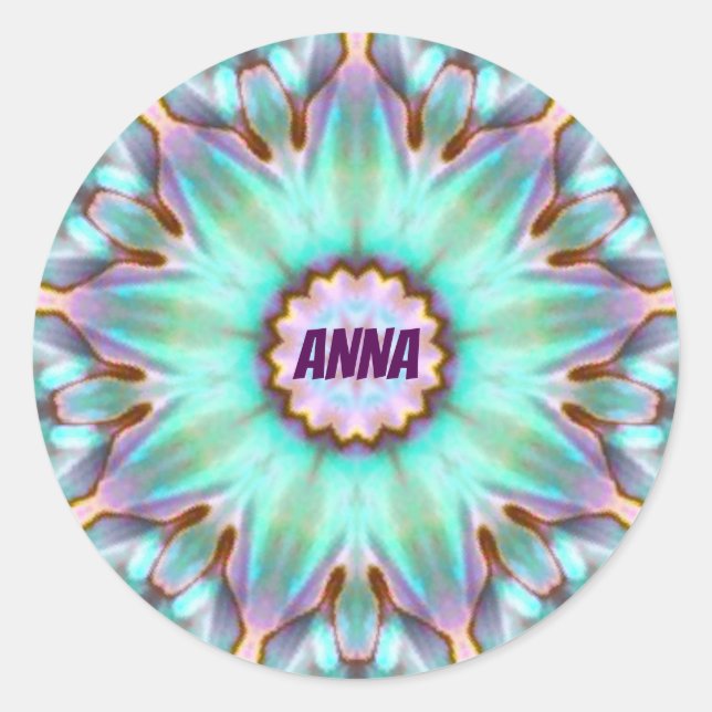 ANNA ~ Personalised Paua Shell Sticker Fractal ~ (Front)