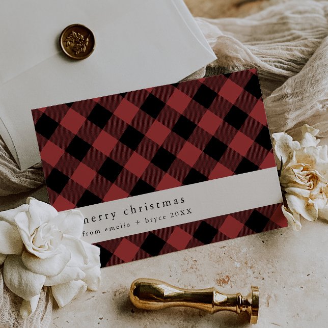 ANNA Red Plaid Farmhouse Family Merry Christmas Holiday Card (ANNA Red Plaid Farmhouse Family Merry Christmas Holiday Card)