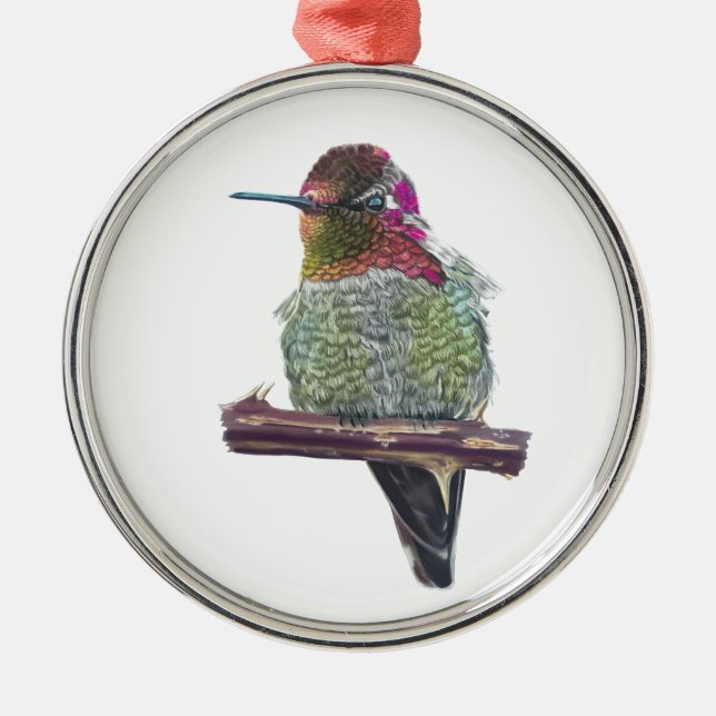 Anna’s Hummingbird Metal Tree Decoration (Front)