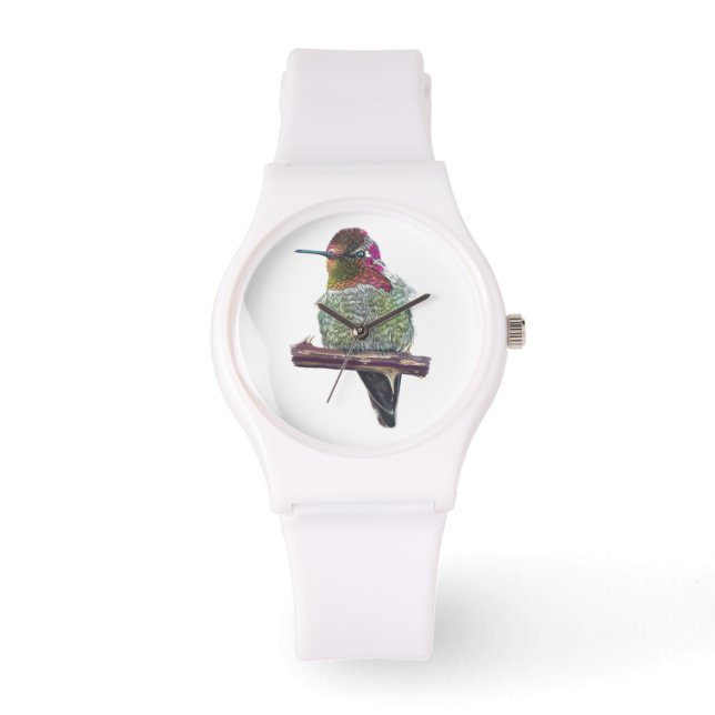 Anna’s Hummingbird silicone strapped wrist watch (Front)