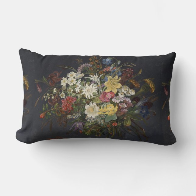 Anna Stainer-Knittel Vintage Alpine Flowers Lumbar Cushion (Front)