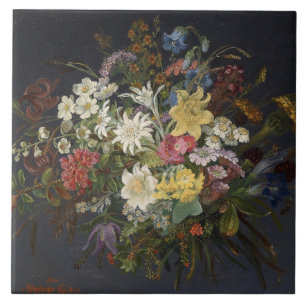 Anna Stainer-Knittel Vintage Alpine Flowers Tile