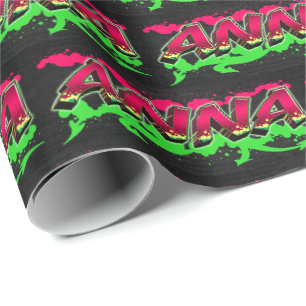 Anna Vorname Name Graffiti red green Wrapping Paper