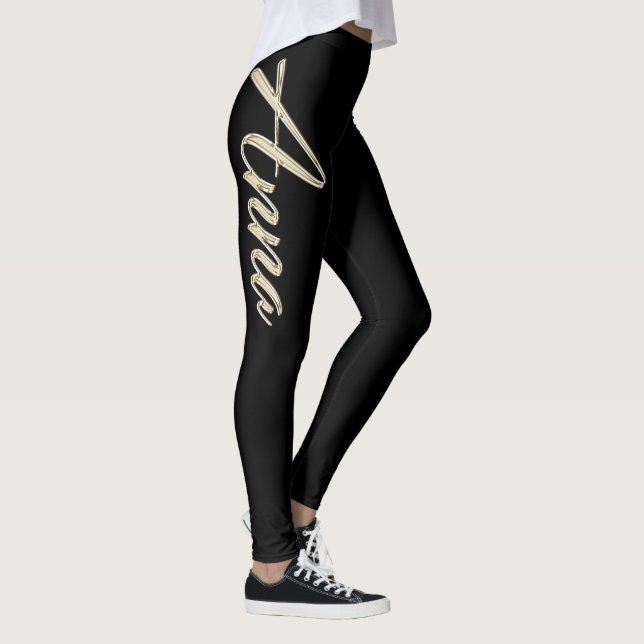 Anna white gold handwriting hose leggings (Right)