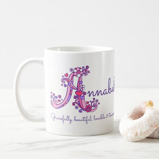 Annabel name meaning decorative A monogram mug (With Donut)