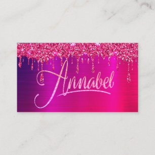 Annabel Pink Glitter Drips Business Card