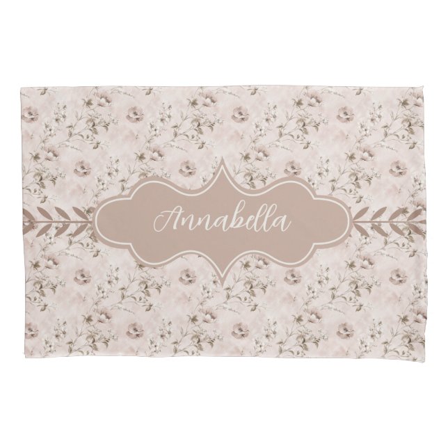 Annabella Vintage Dusty Rose Pink Pillowcase (Front)