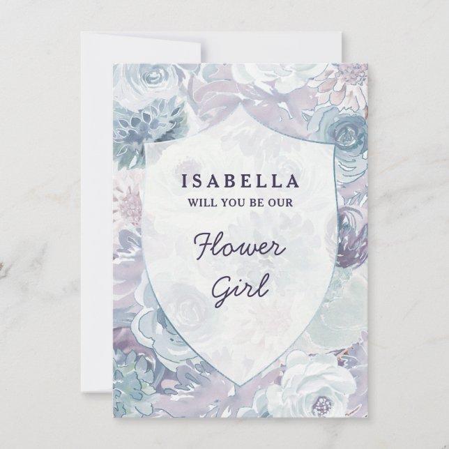 Annabelle Floral Crest Flower Girl Proposal Card (Front)