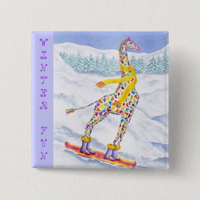 Annabelle on Pow Winter Fun 15 Cm Square Badge (Front)