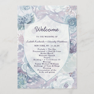 Annabelle Vintage Floral Crest Wedding Ceremony Programme