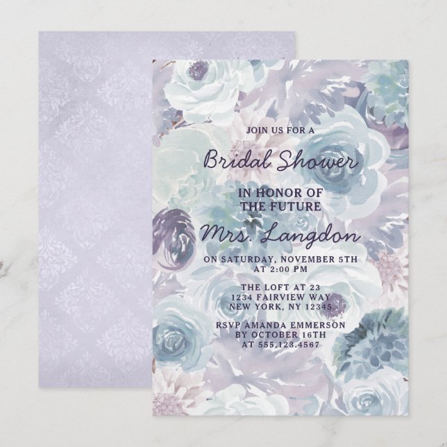 Annabelle Vintage Floral Wedding Bridal Shower Invitation (Front/Back)