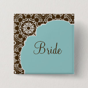 AnnaLiese Damask - Blue Bridal Party Button