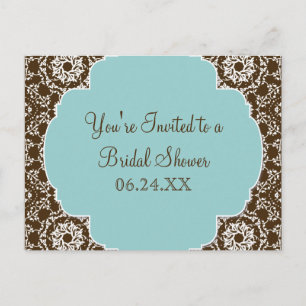 AnnaLiese Damask - Blue Bridal Shower Invitation Postcard