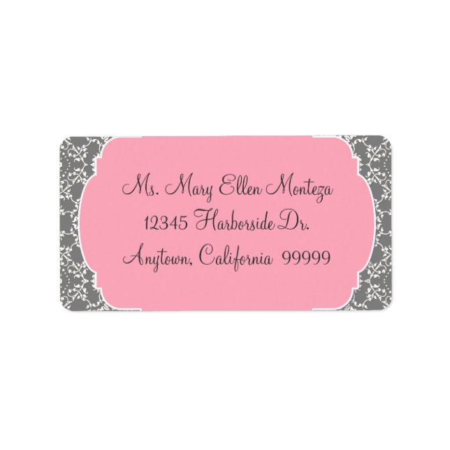 AnnaLiese Damask - Pink and Grey Matching  Labels (Front)