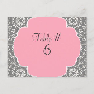 AnnaLiese Damask - Pink and Grey Table Numbers Postcard