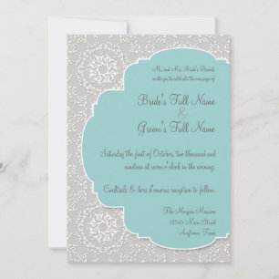 AnnaLiese Peacock Damask - Aqua Blue Grey Invite