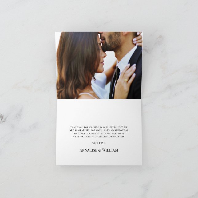 Annalise Simple Black Photo Wedding Thank You Card (Inside)
