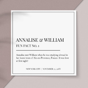 Annalise Simple Black White Fun Fact 1 Wedding Napkin