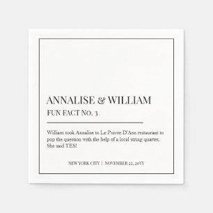 Annalise Simple Black White Fun Fact 3 Wedding Napkin