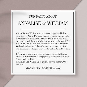 Annalise Simple Black White Fun Facts Wedding Napkin