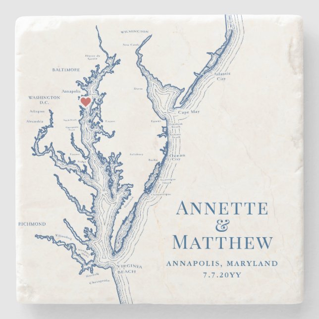 Annapolis Chesapeake Bay Destination Wedding Favou Stone Coaster (Front)
