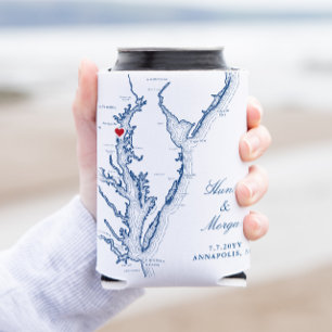 Annapolis Chesapeake Bay Map Wedding Favour Drink Can Cooler
