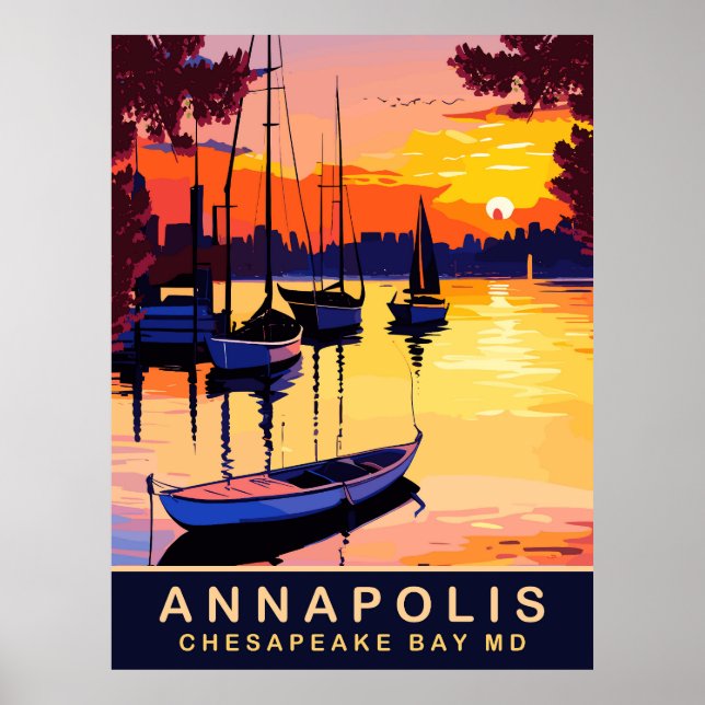 Annapolis, Chesepeake Bay, Maryland, Travel Poster (Front)