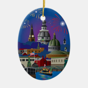 Annapolis Holiday Lights Parade Ceramic Tree Decoration
