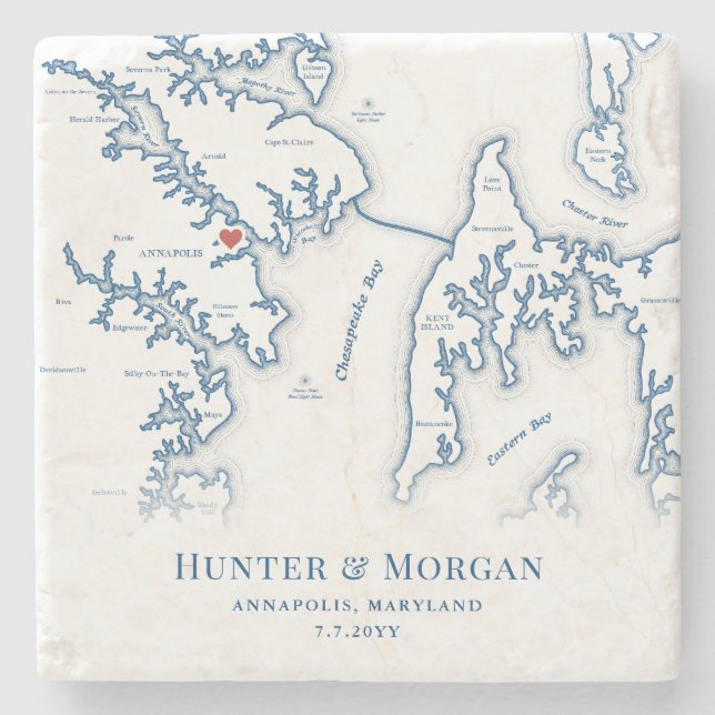 Annapolis Maryland Destination Wedding Favour Stone Coaster (Front)
