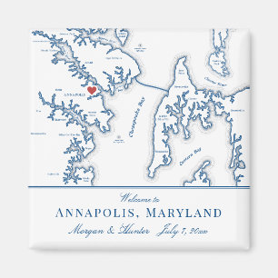 Annapolis Maryland Map Destination Wedding Favour Magnet