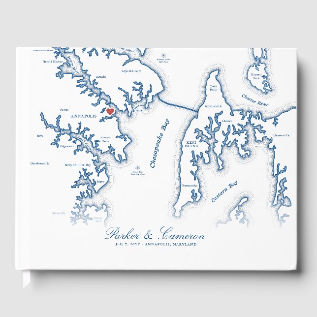 Annapolis Maryland Map Destination Wedding Guest Book (Front)
