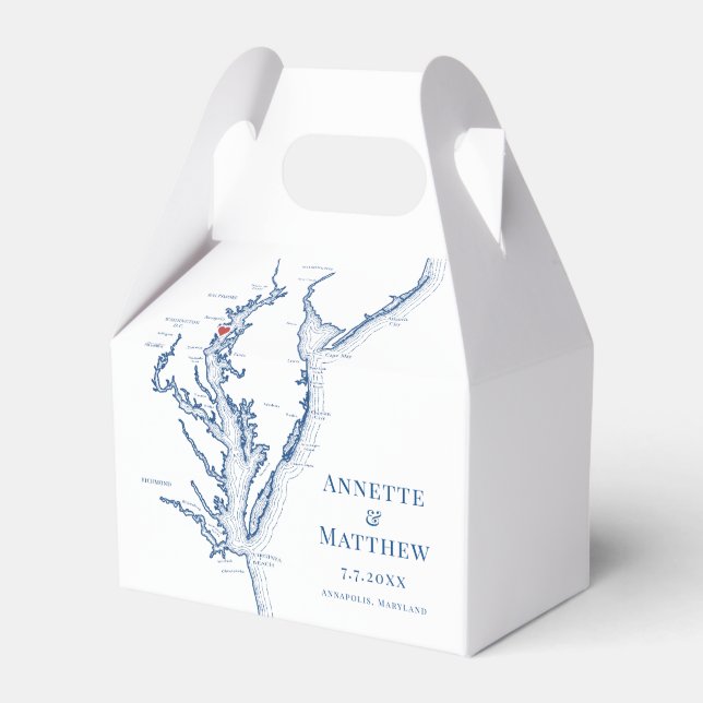 Annapolis Maryland Map Elegant Wedding  Favour Box (Front Side)