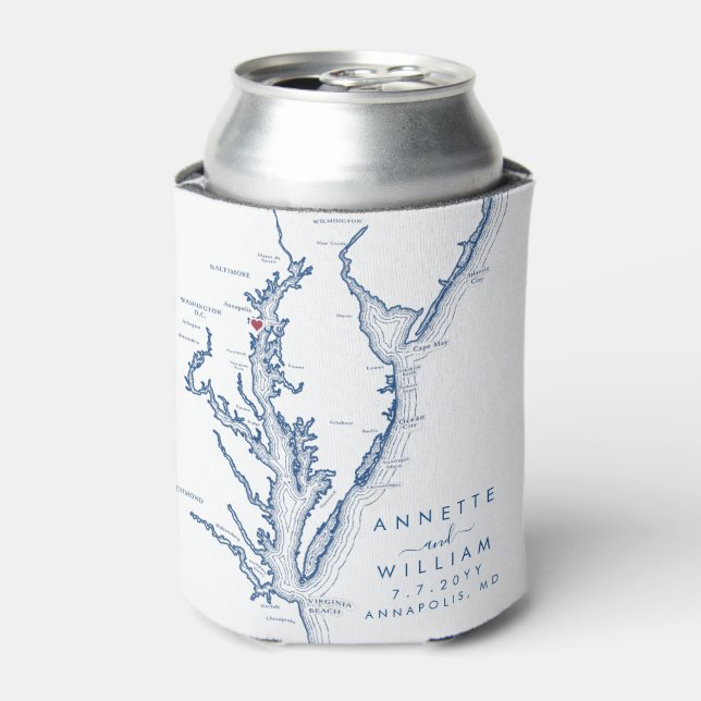 Annapolis Maryland Modern Wedding Can Cooler (Can Front)