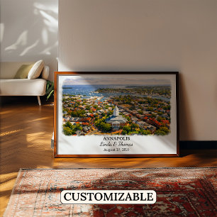 Annapolis Maryland Poster, Watercolor, Custom Poster