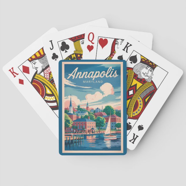 Annapolis Maryland Skyline Travel Art Vintage Playing Cards (Back)