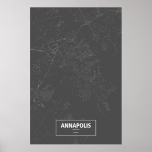 Annapolis, Maryland (white on black) Poster