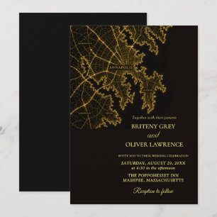 Annapolis MD Chesapeake Bay golden Wedding Invitation
