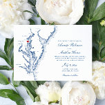 Annapolis MD Chesapeake Bay Navy Blue Wedding Invitation<br><div class="desc">Celebrate your love with our elegant navy blue Chesapeake Bay map-themed wedding invitation, perfect for your Annapolis, Maryland wedding. Featuring exquisite detailing and a touch of sophistication, this invitation sets the tone for your special day. Perfect for your wedding at Historic London Town and Gardens, The Westin Annapolis, and The...</div>