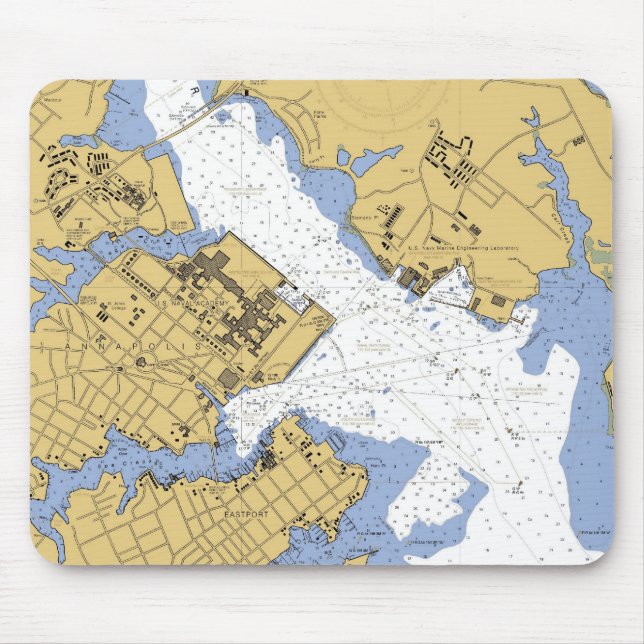 Annapolis MD Nautical Harbour Chart Mousepad (Front)